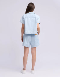 Celine Chambray Cotton Cropped Shirt by Yoga Jeans