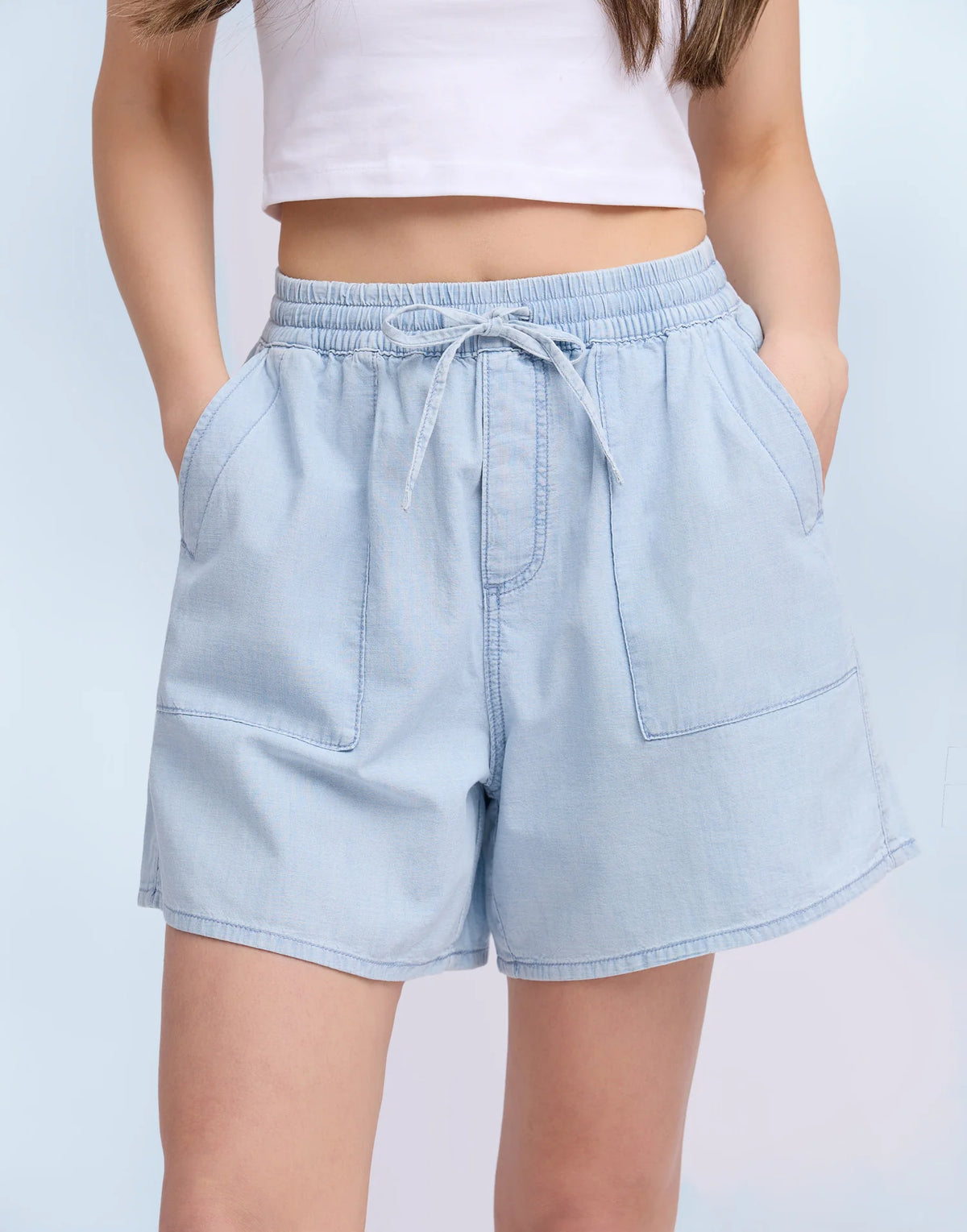 Lucille Chambray Shorts, Cotton by Yoga Jean