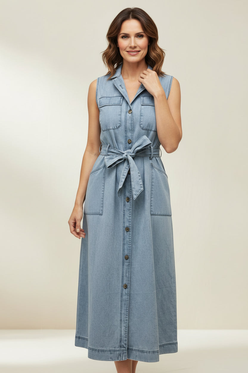 Melody Denim Button Dress by Priv