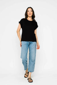 Daisy-Textured Rib Roll Cuff Tee by Orb