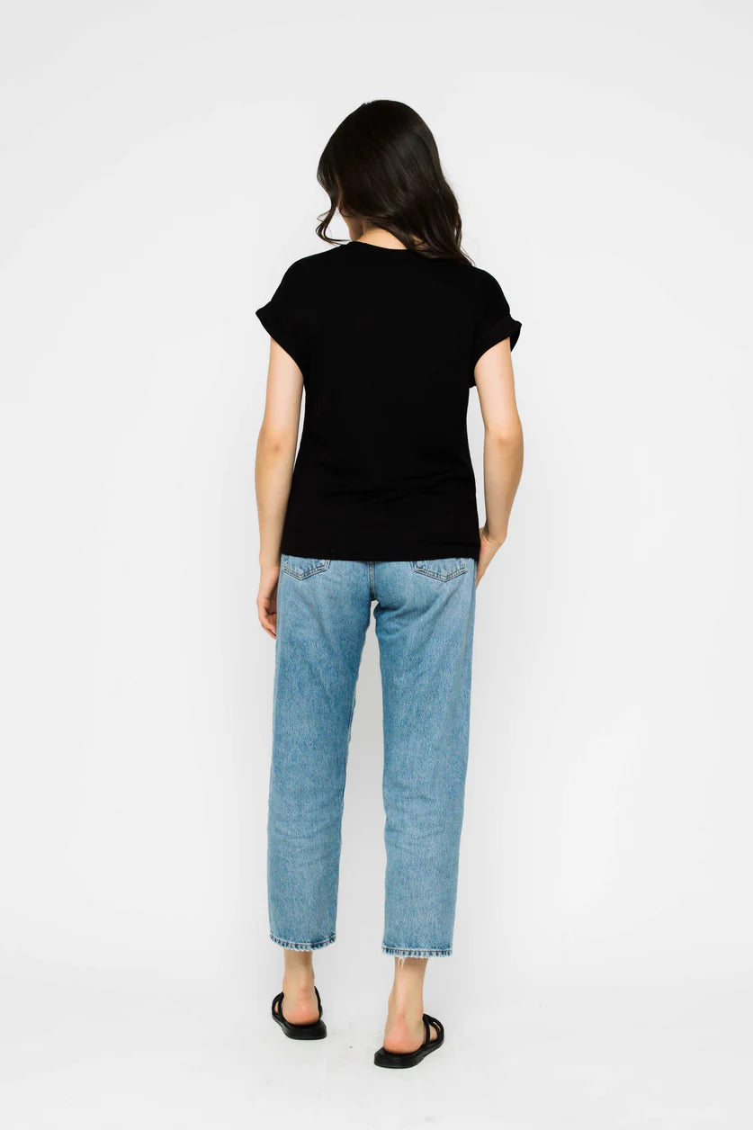 Daisy-Textured Rib Roll Cuff Tee by Orb