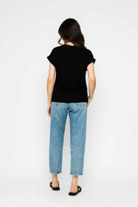Daisy-Textured Rib Roll Cuff Tee by Orb