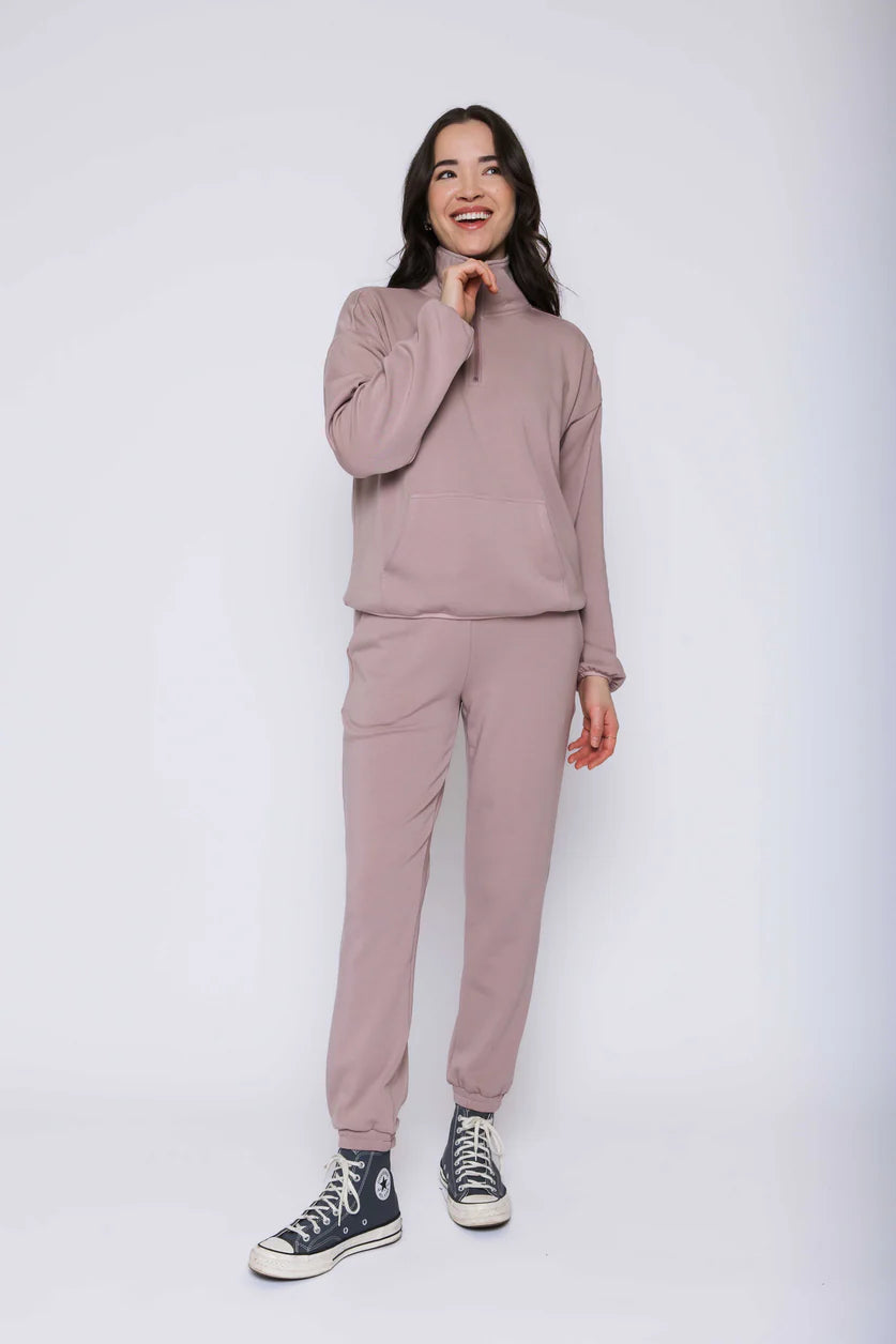 Everly-Luxe Fleece 1/2 Zip Mock neck by Orb