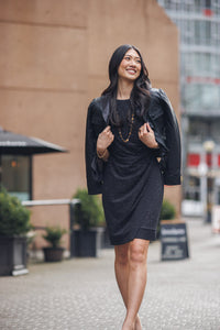 Vegan Leather Jacket with Ruffle by Papillon