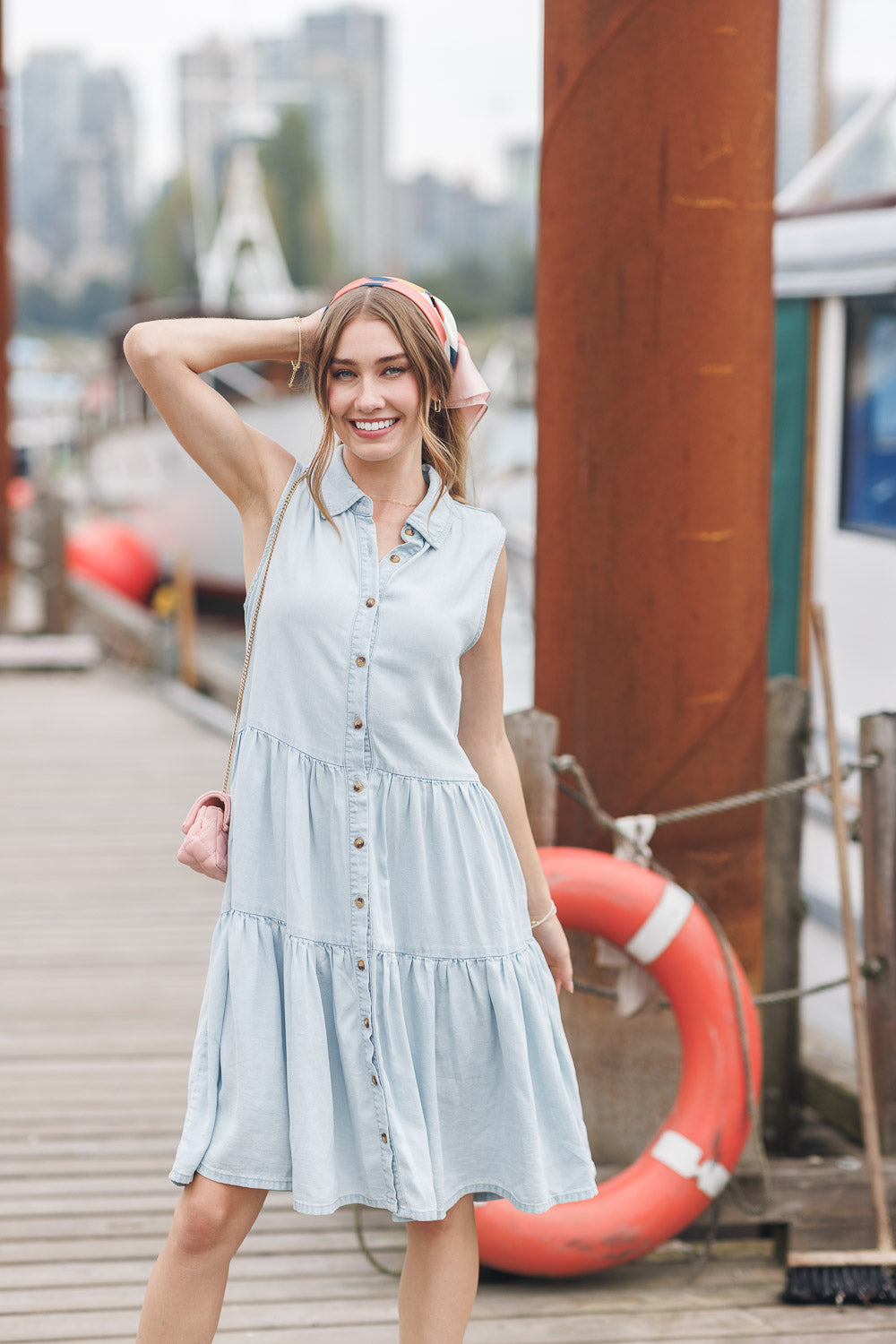 Tiered Button Front Dress by Papillon