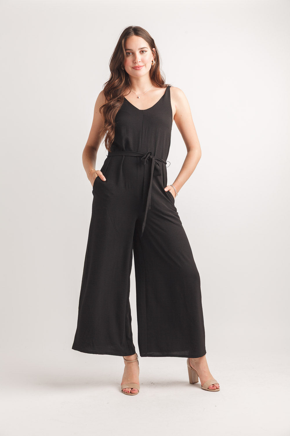 V-Neck Wide Leg Jumpsuit by Papillon