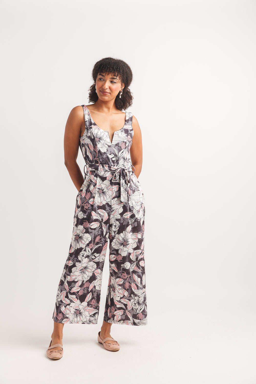 Floral Print Stretch Jumpsuit by Papillon