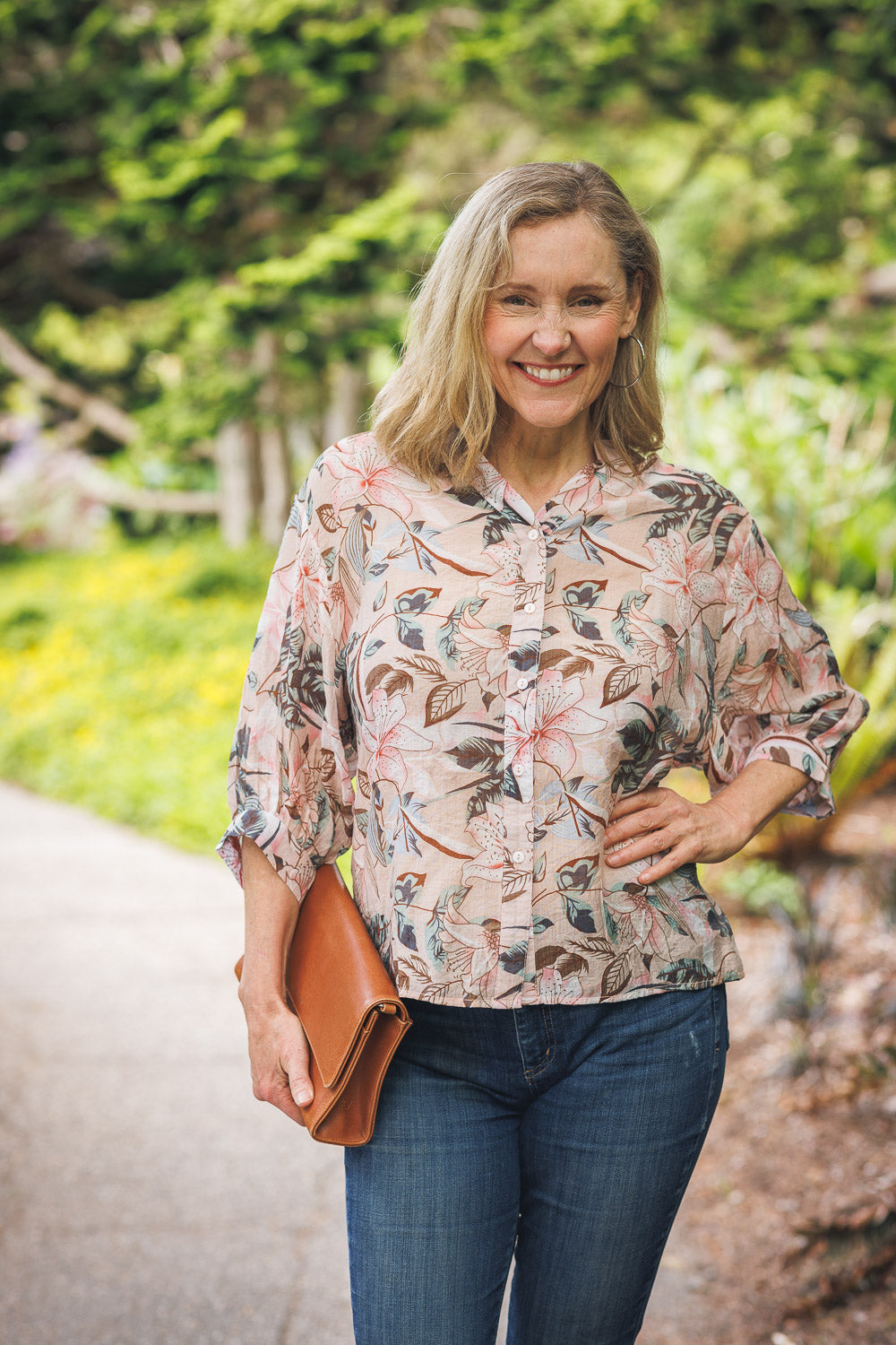 Floral Printed Short Sleeve Top by Papillon