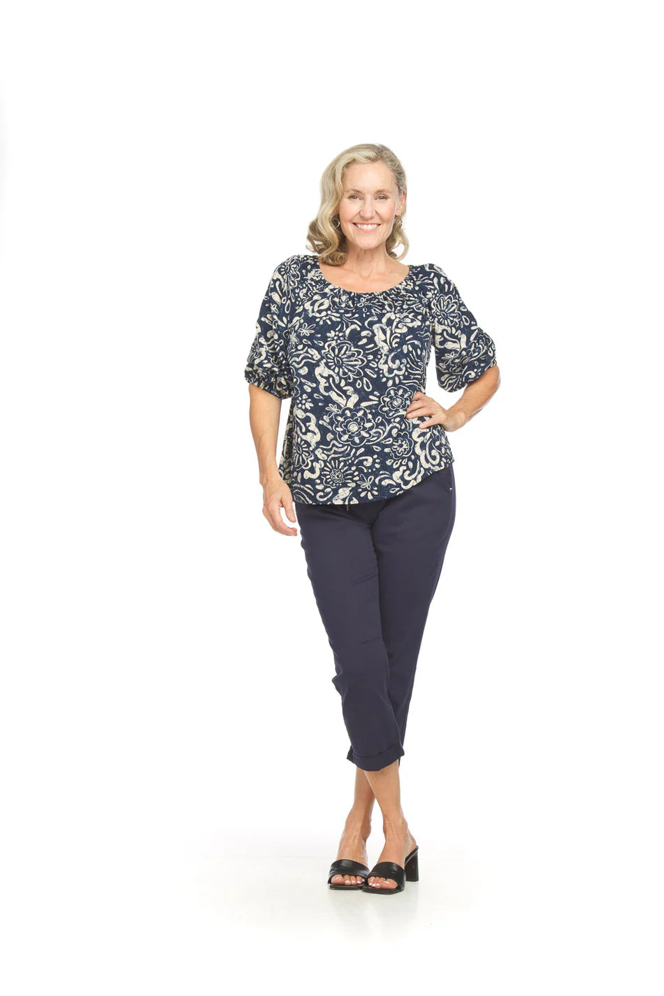 Floral Over The Shoulder Blouse by Papillon