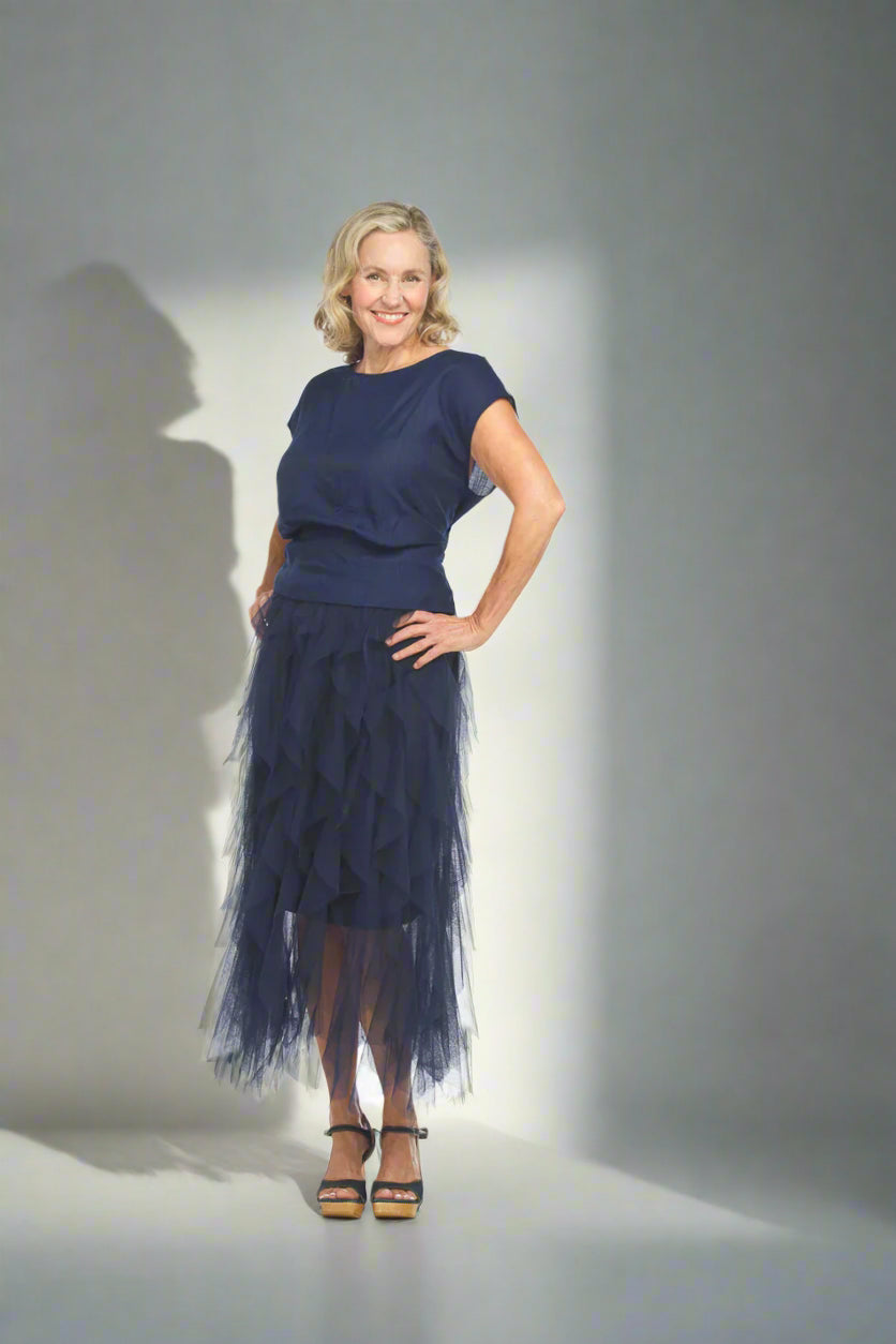 Crinkled Shirt with Front Pleat Detail by Papillon
