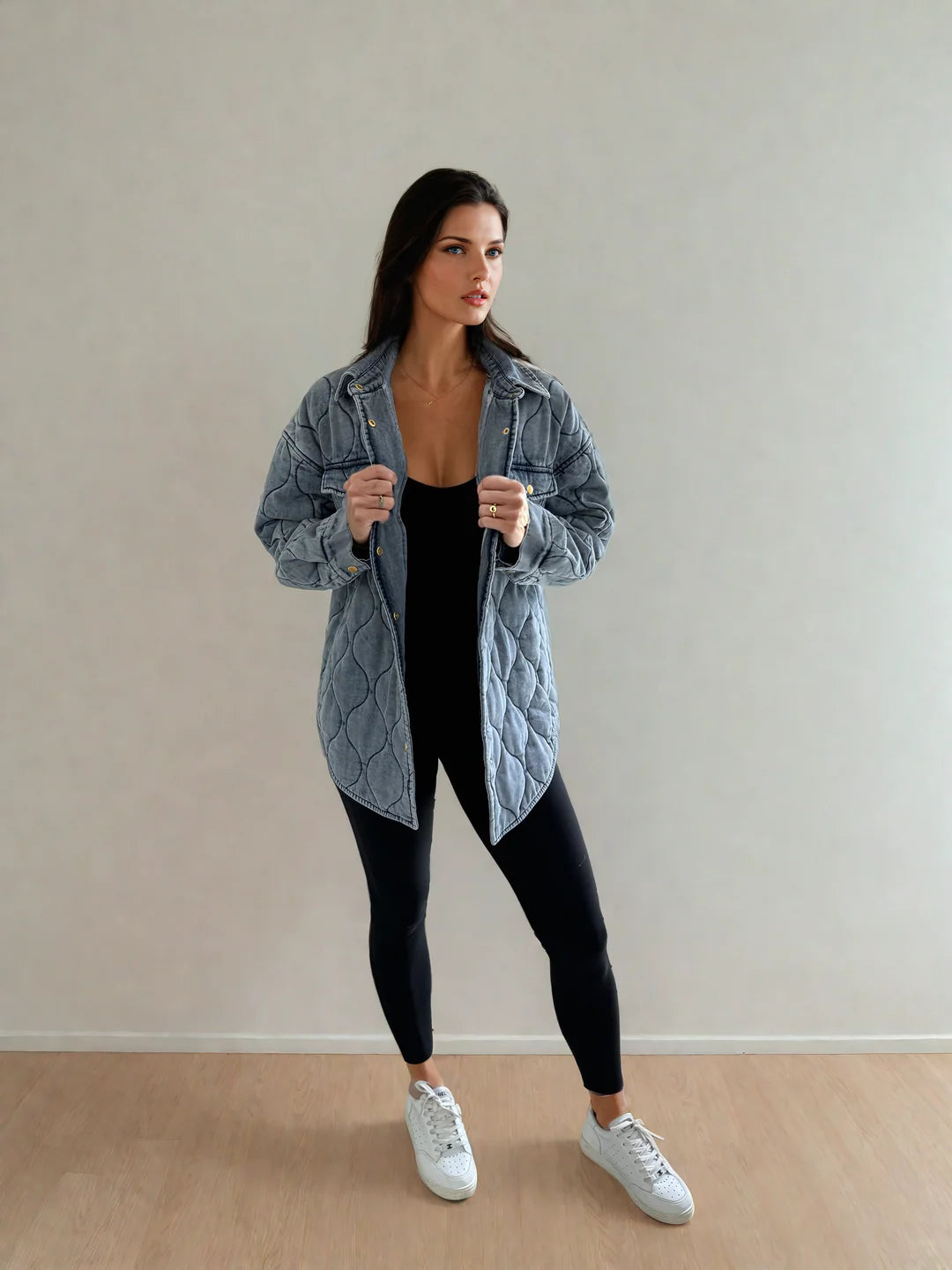 Leni Quilted Denim Jacket by Priv
