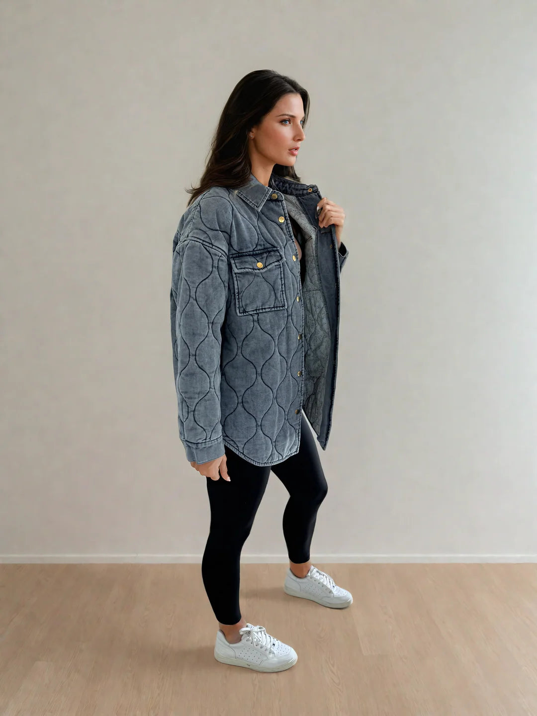 Leni Quilted Denim Jacket by Priv