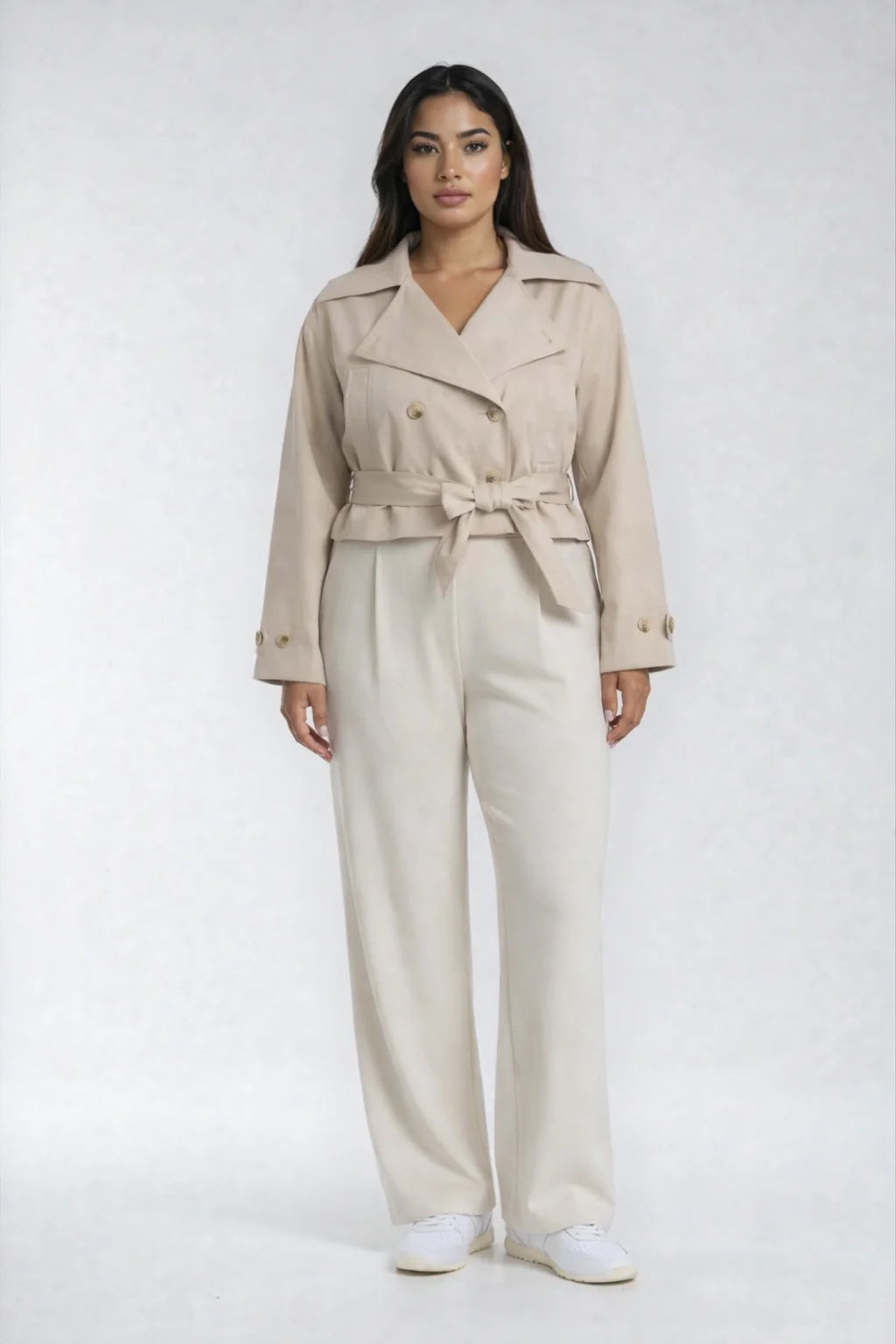 Elowen Cropped  Cotton Trench Coat by Priv