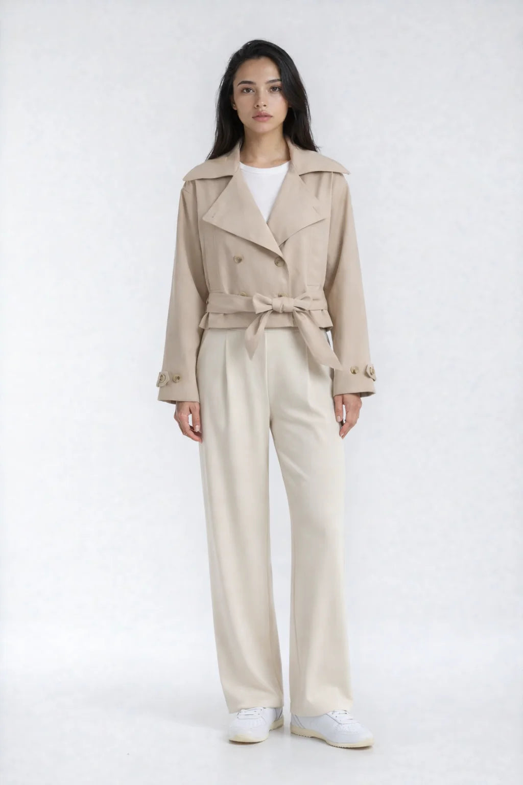 Elowen Cropped  Cotton Trench Coat by Priv