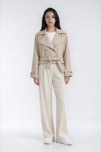Elowen Cropped  Cotton Trench Coat by Priv