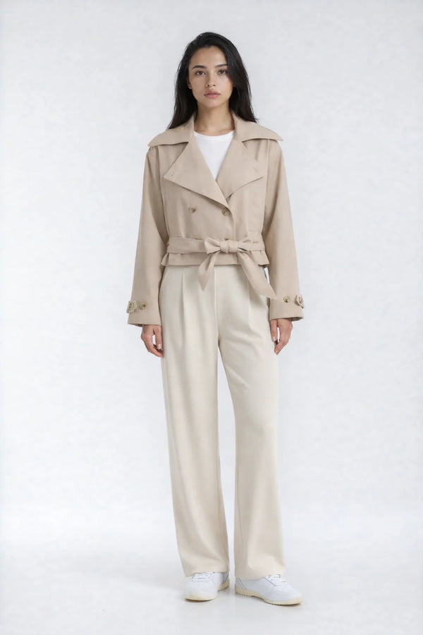 Elowen Cropped  Cotton Trench Coat by Priv