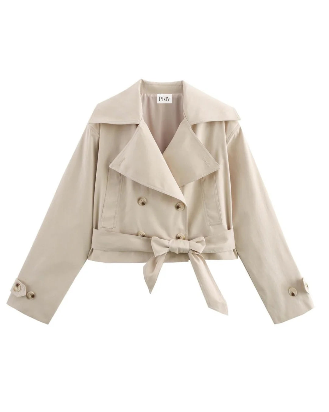 Elowen Cropped  Cotton Trench Coat by Priv