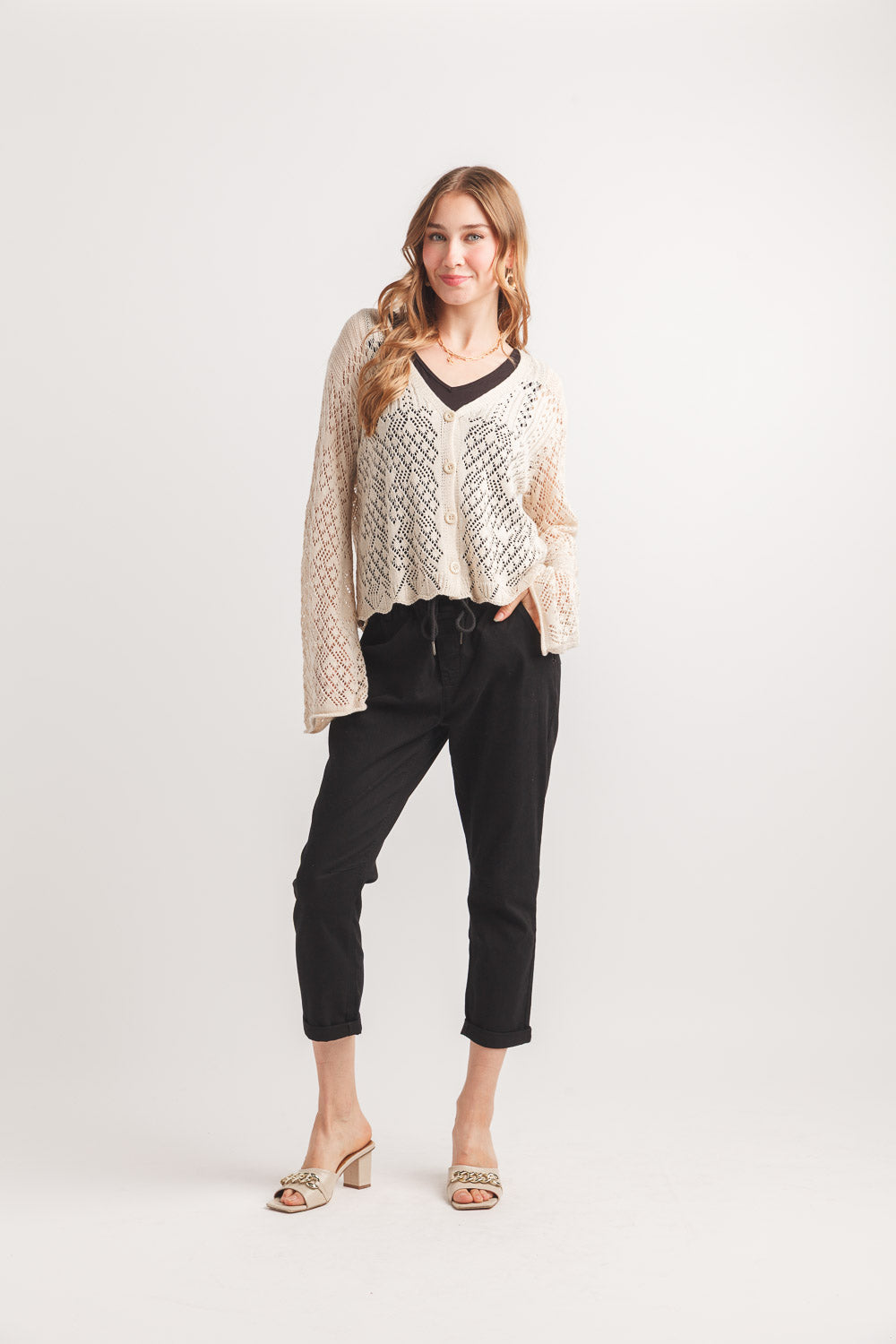 Lightweight Pointelle Cardigan by Papillon