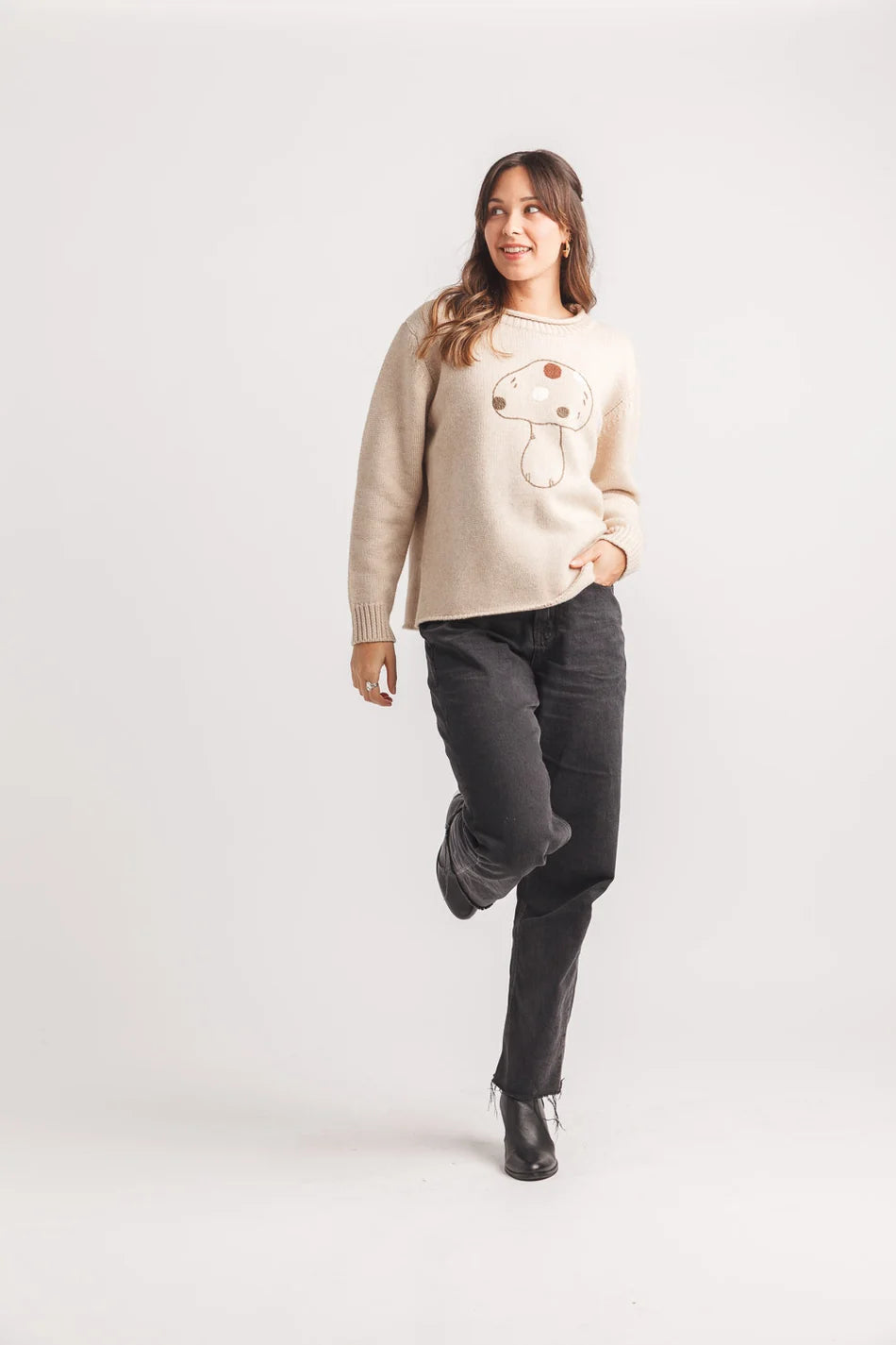 Embroidered Mushroom Sweater by Papillon