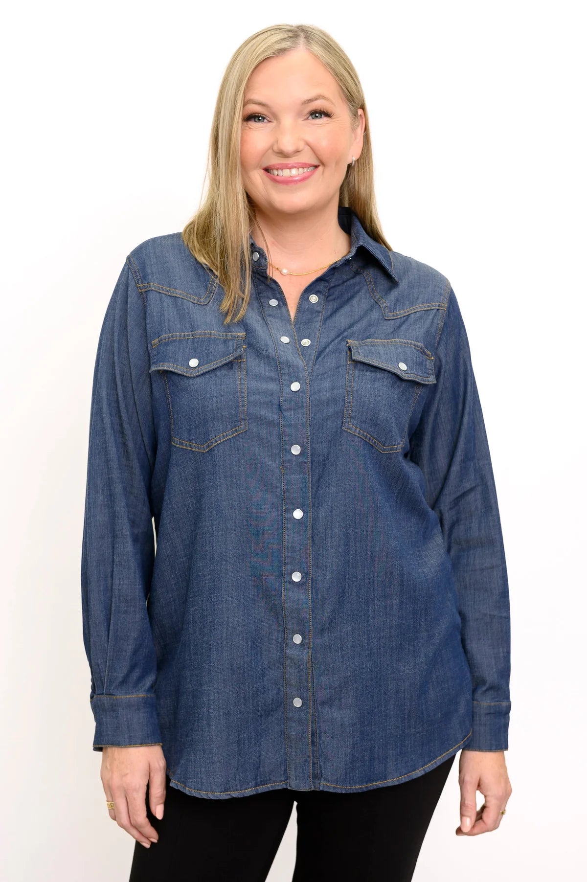 Sara Jane Denim Blouse by Blue Sky