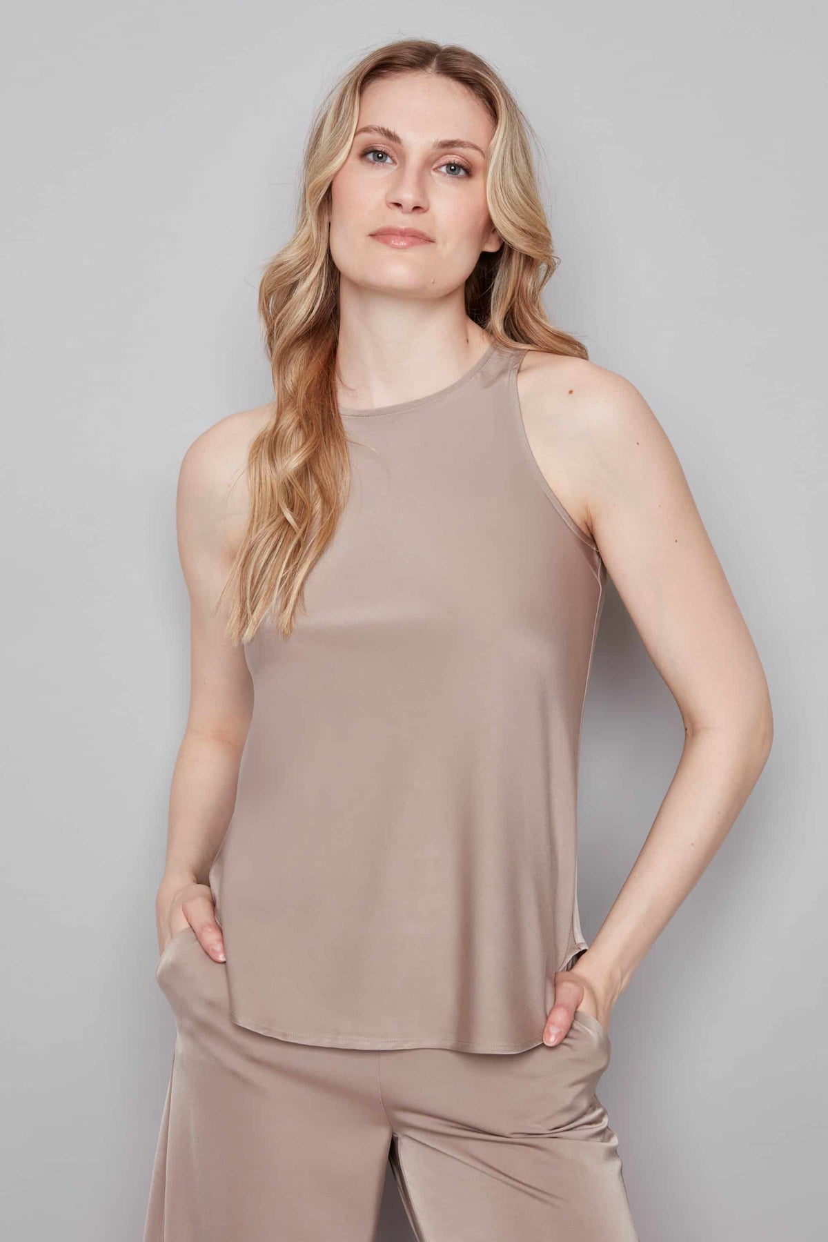 Solid Belize Satin Tank by ILTM
