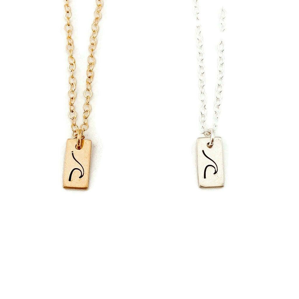 Ebb & Flow- Gold Wave Tag Necklace 18"