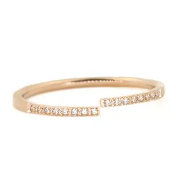 Blueye Jewelry Pave Diamond Ring - Open Bypass Ring - Adjustable Gold Ring