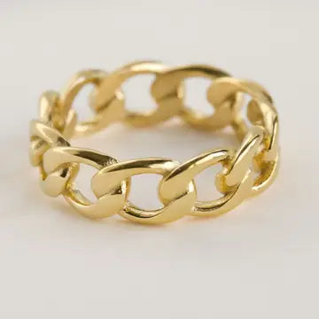 Blueye Dainty Gold Rings - Waterproof 18k Gold Stackable Rings-Curb Link