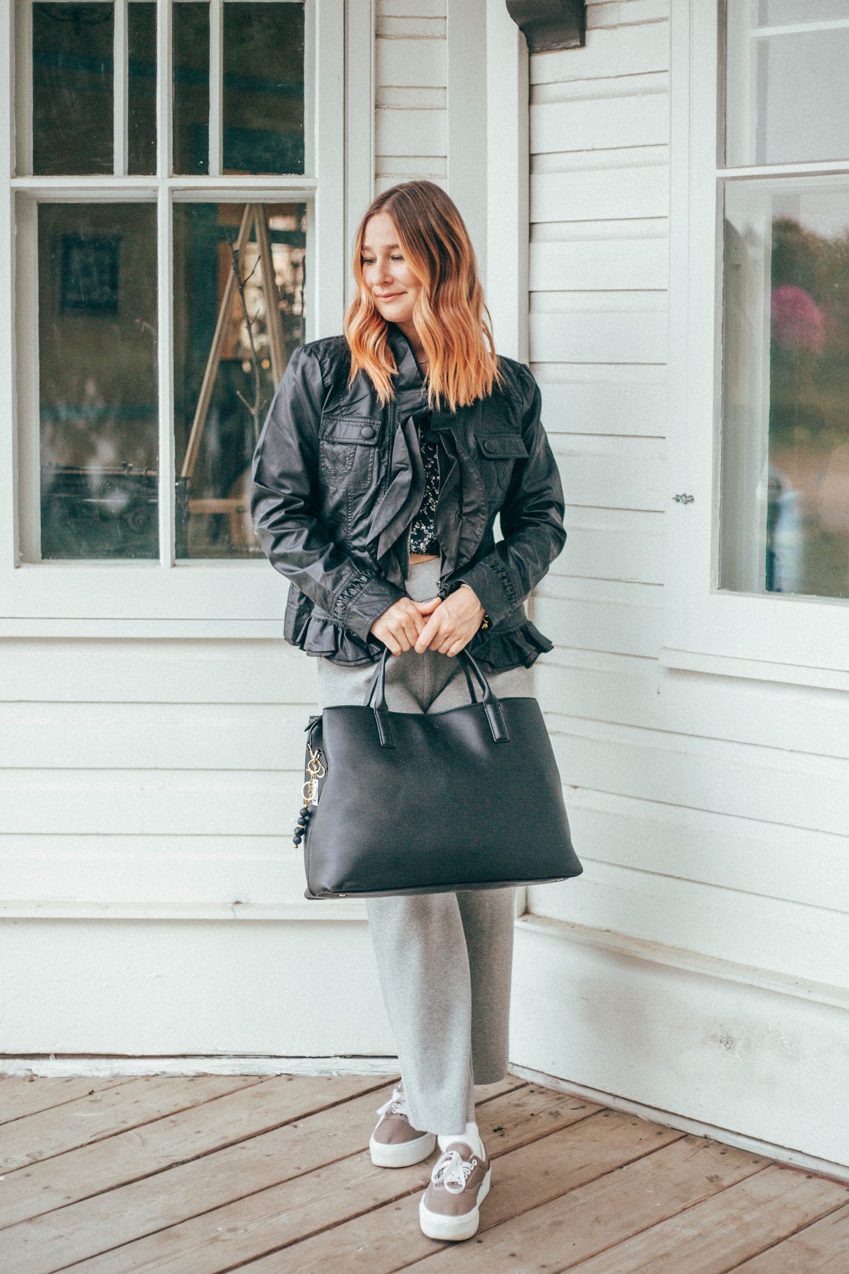 Vegan Leather Jacket with Ruffle by Papillon