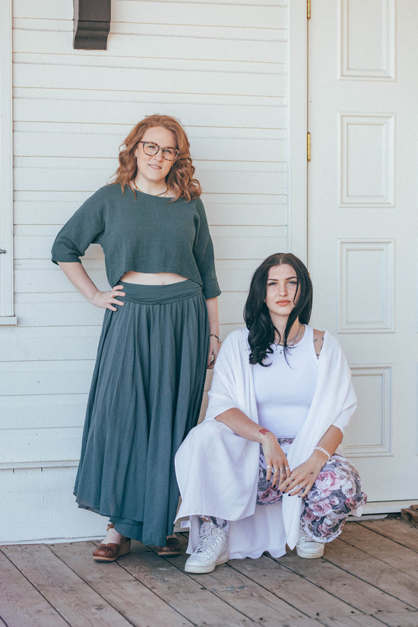 Cotton Skirt with Roll Down Waist by Me & Gee
