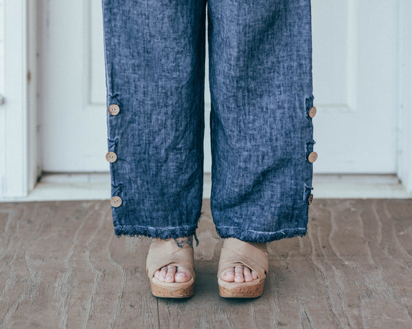 Pull on Flared Pant with Raw Hem by Me & Gee