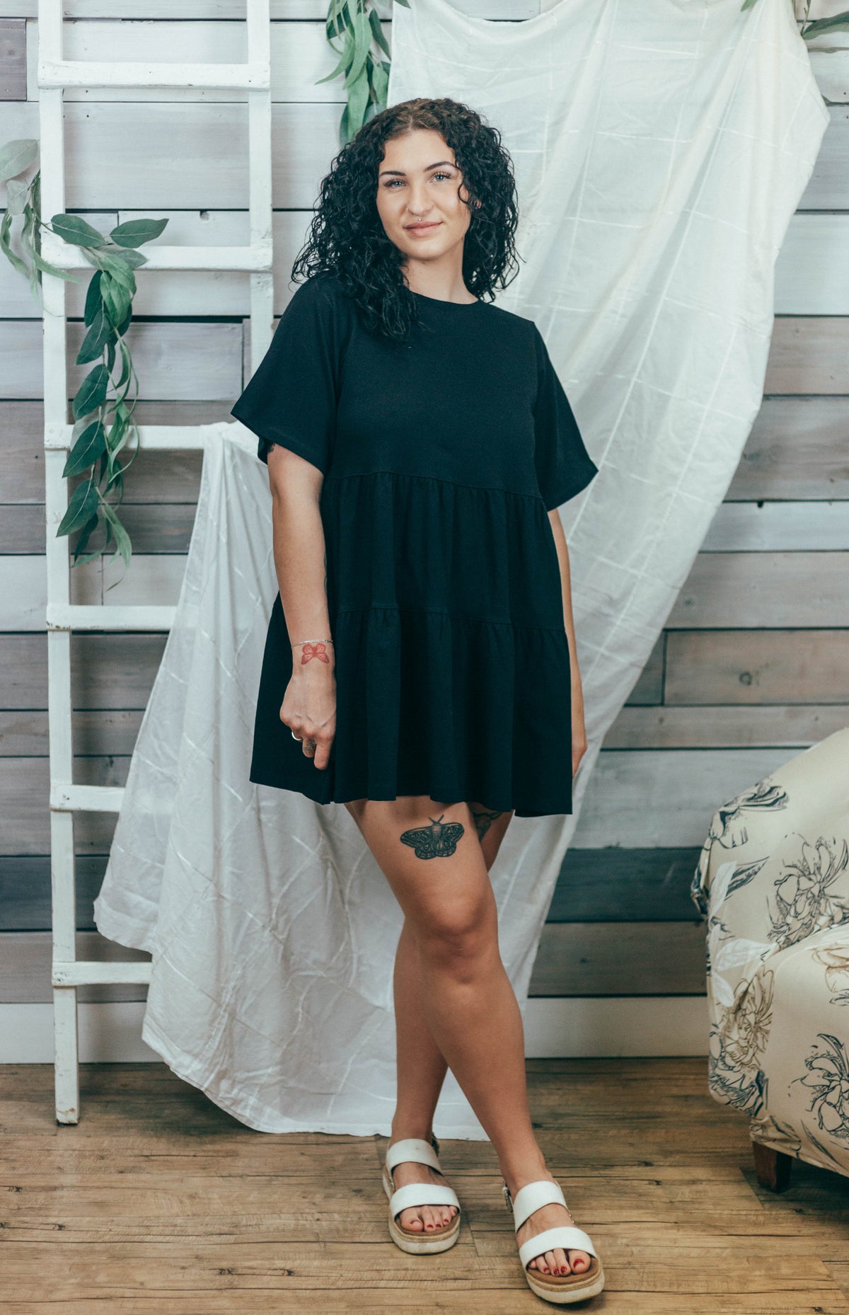 Tiered T-Shirt Dress with Bows by Brunette the Label