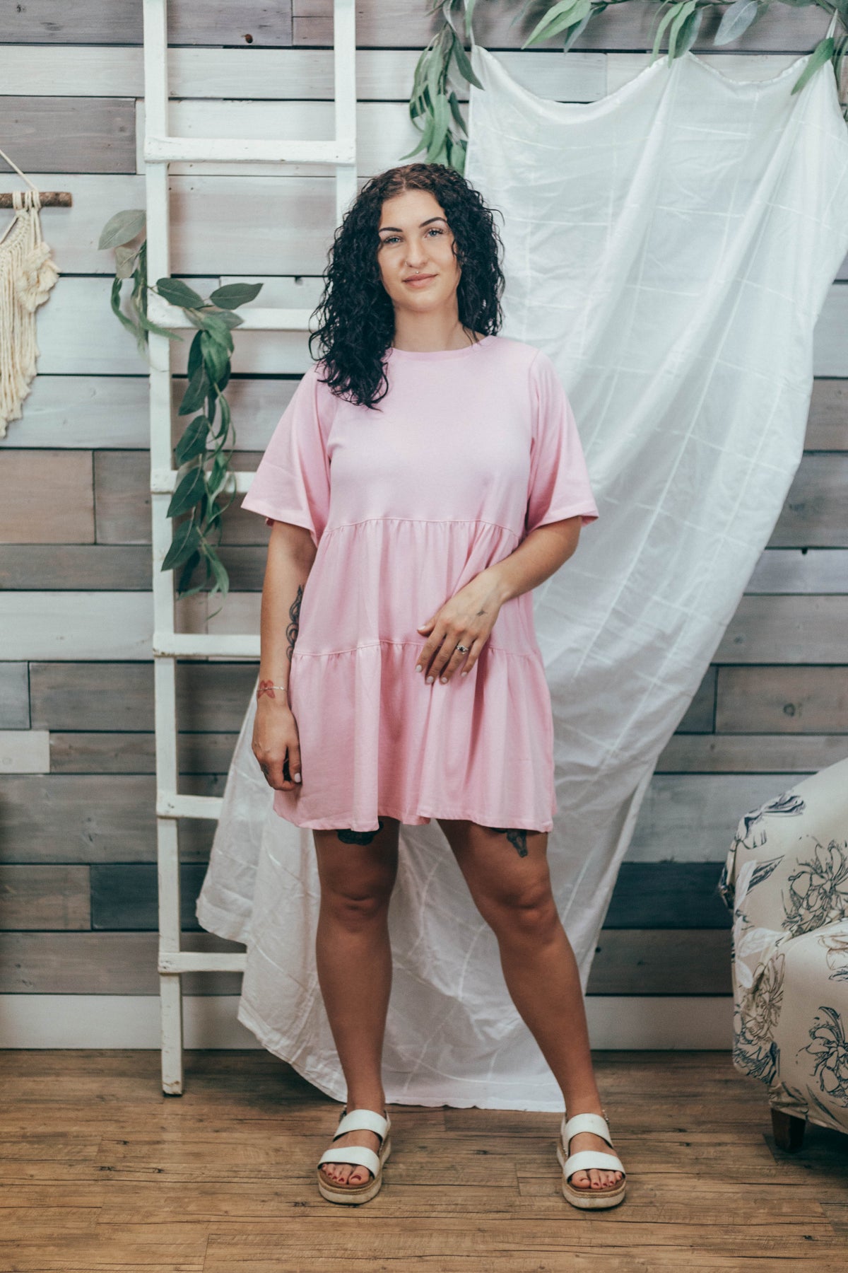 Tiered T-Shirt Dress with Bows by Brunette the Label