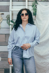 Chambray Button Up with Pearl Snaps by Brunette the Label
