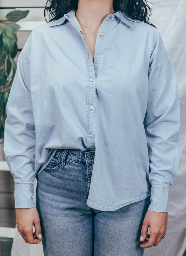 Chambray Button Up with Pearl Snaps by Brunette the Label