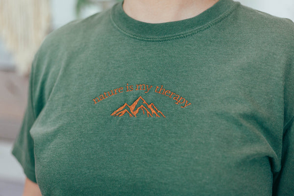Nature Is My Therapy Embroidered Tee by Petitrue