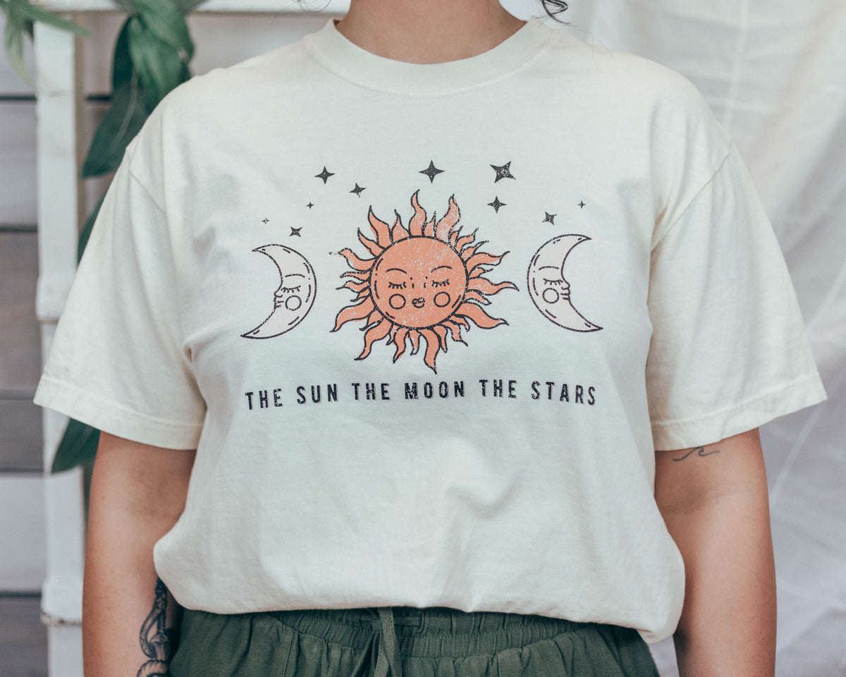Celestial Tee, The Sun Moon Stars by Petitrue
