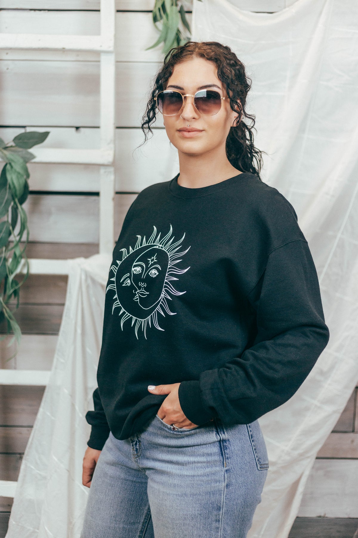 Celestial Sun Moon Crewneck Sweatshirt by Petitrue