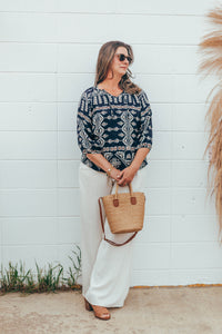 Linen Blend Wide Leg Pants by Papillon