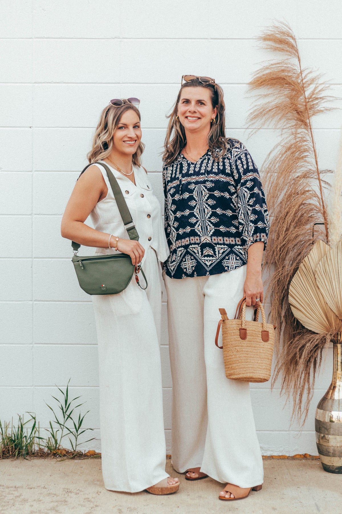Linen Blend Wide Leg Pants by Papillon