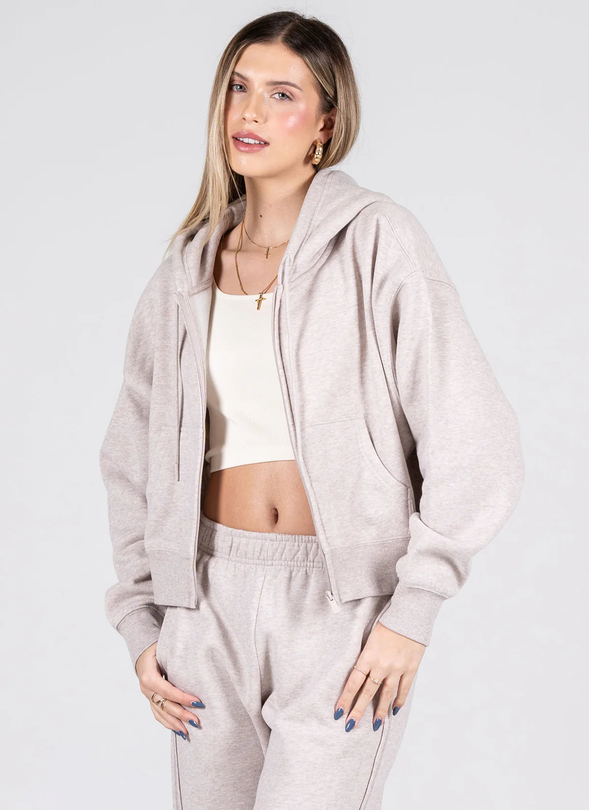 Recycled Cotton Fleece Zip Hoodie by C'est Moi