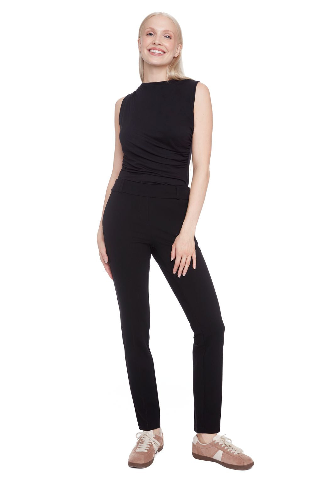 Scottie Solid Ponte Slim Full-Leg Pant by ILTM