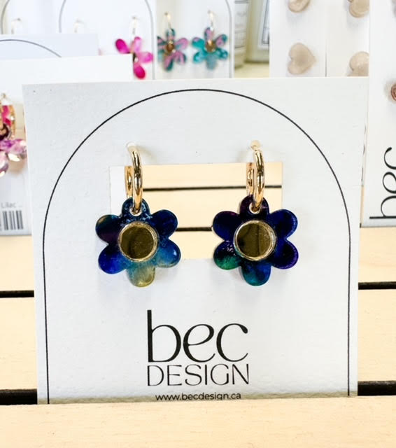 Bec Design - Flower Hoops - Assorted/Gold mirror