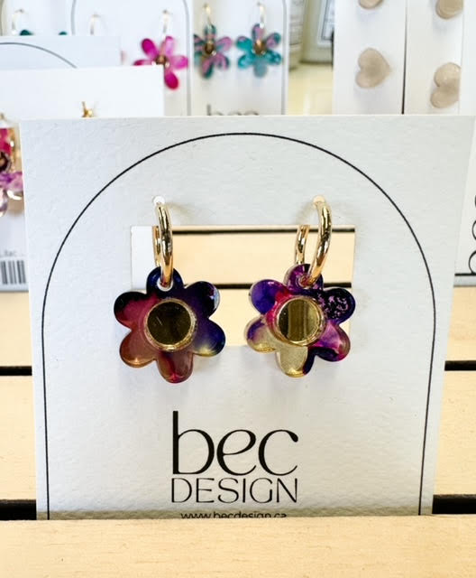 Bec Design - Flower Hoops - Assorted/Gold mirror