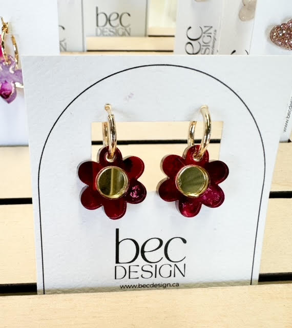 Bec Design - Flower Hoops - Assorted/Gold mirror