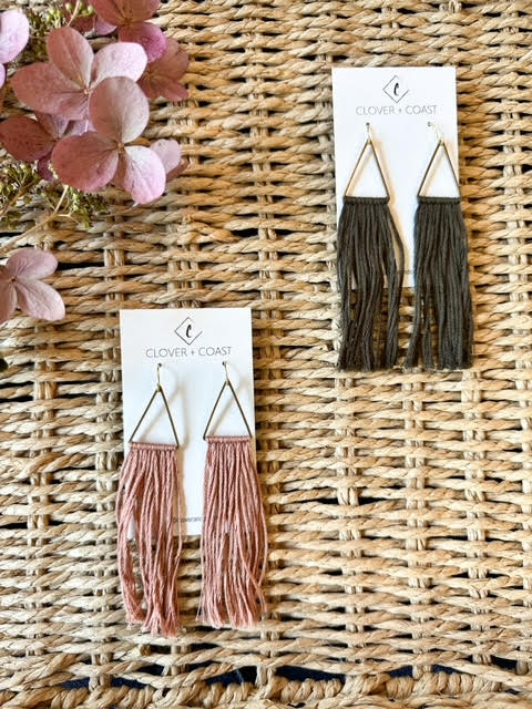 clover and coast - long triangle fringe earrings