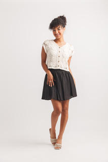 Soutache Flower Cotton Knit Top by Papillon